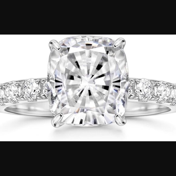 3CT Cushion Cut CZ Engagement Ring 925 Sterling Silver Size 8 NWT - Picture 4 of 6